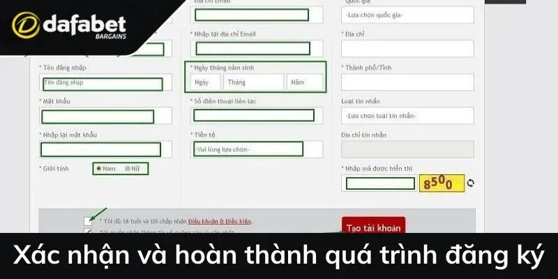 Xác nhận và hoàn thành quá trình đăng ký